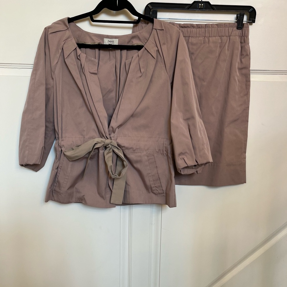 Taupe Blazer and Skirt Set
